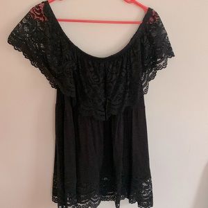 Torrid off the shoulder black lace top